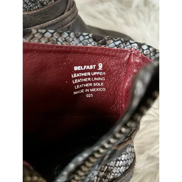 FREEBIRD BY STEVEN Belfast Booties 9 Black Multi Snakeskin